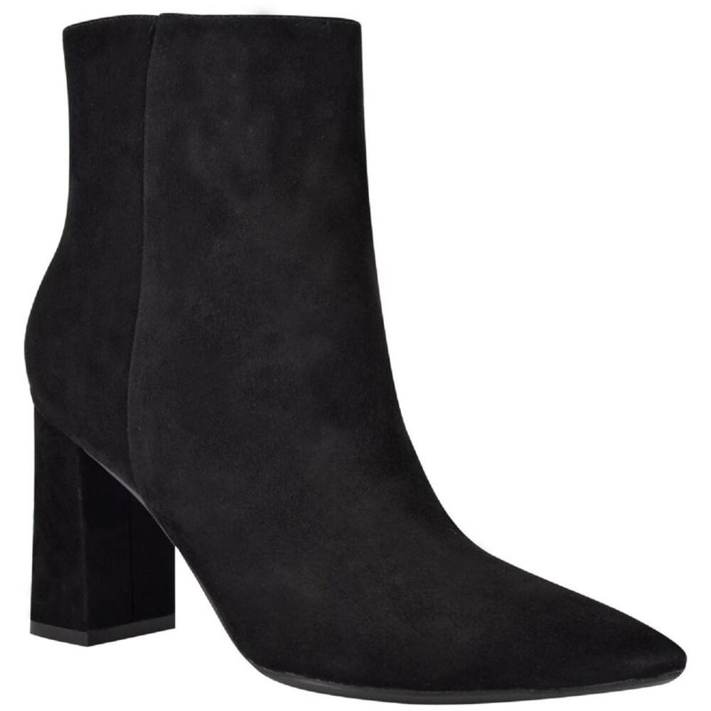 Nine West Womens Cacey 9X9 Black Leather Pointed Toe Ankle Boots Shoes New